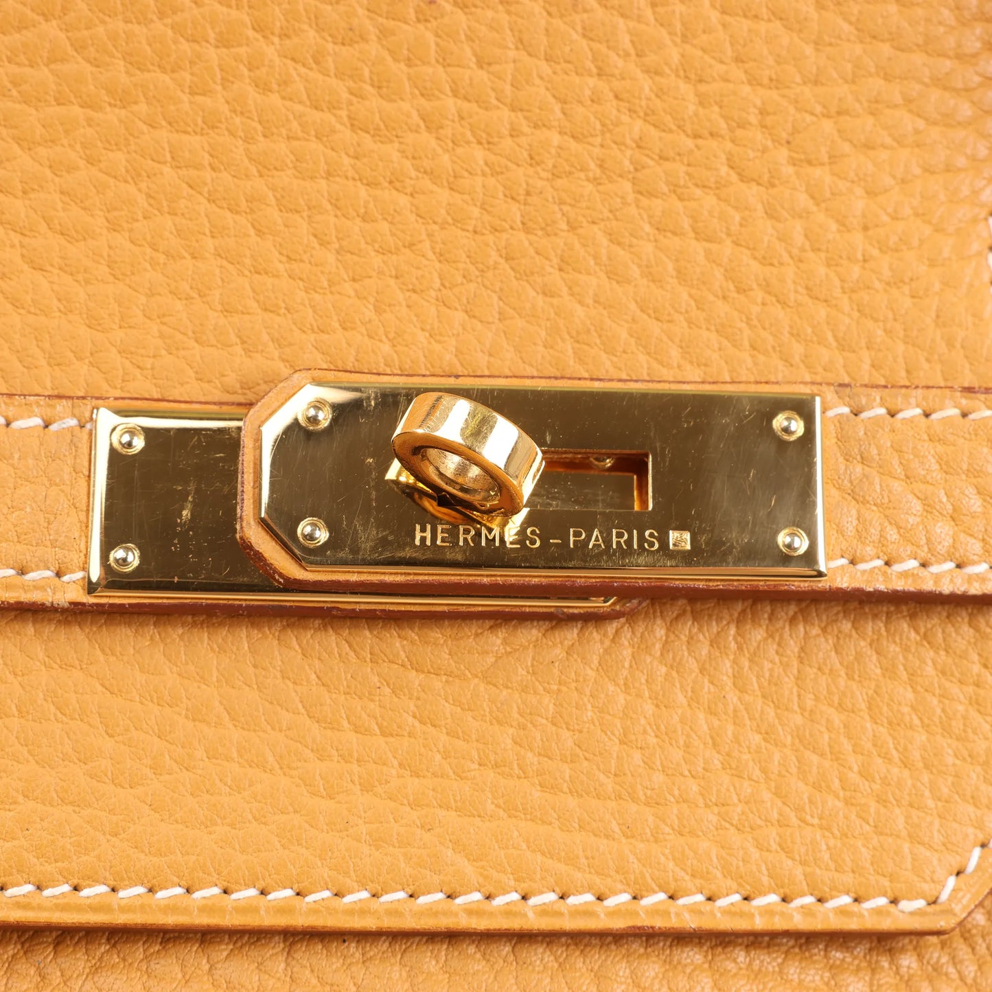 HERMES Birkin 40 Le Tournay Fjord Handbag in Natural sable ○W:1993