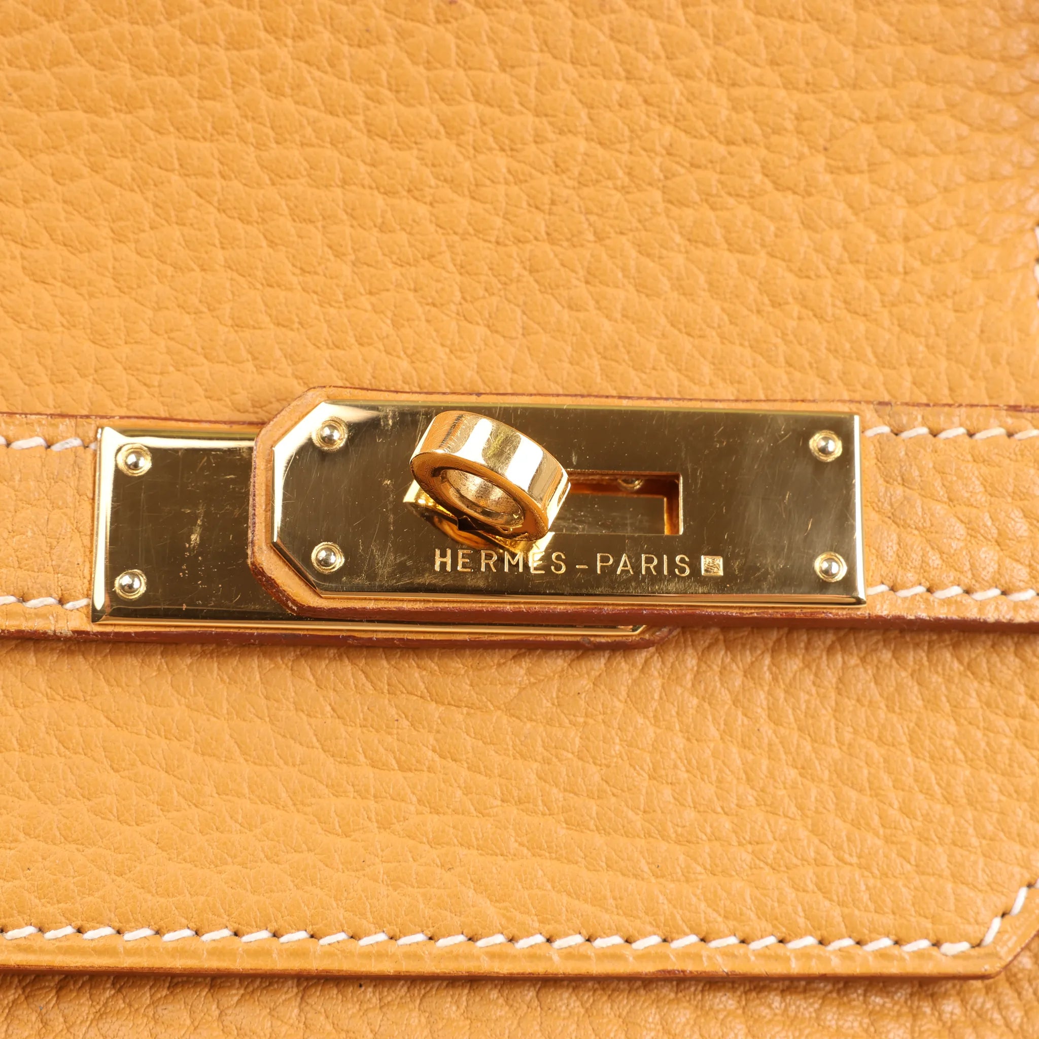 HERMES Birkin 40 Le Tournay Fjord Handbag in Natural sable ○W:1993