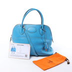 HERMES Bolide 31 Taurillon Clemence 2Way Handbag in Blue □I: 2005