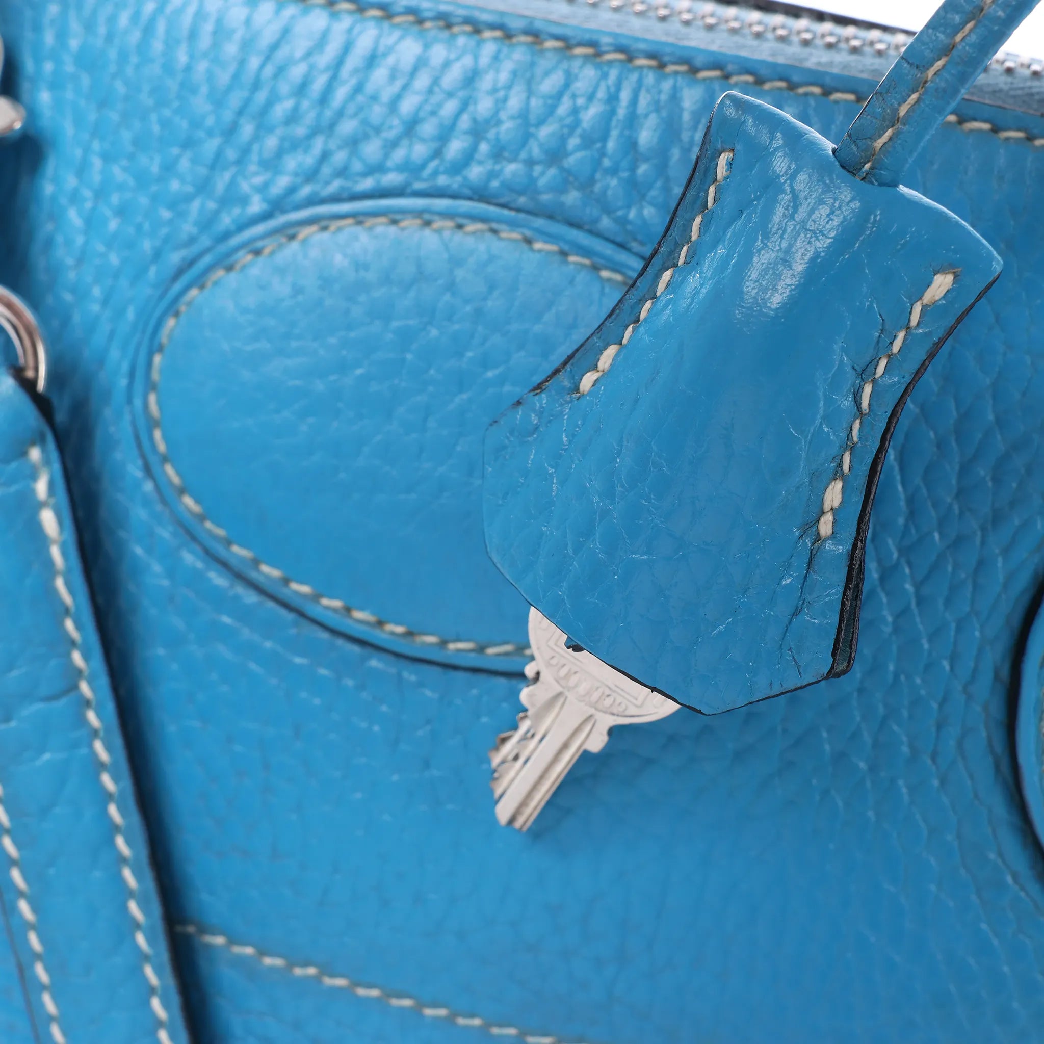 HERMES Bolide 31 Taurillon Clemence 2Way Handbag in Blue □I: 2005