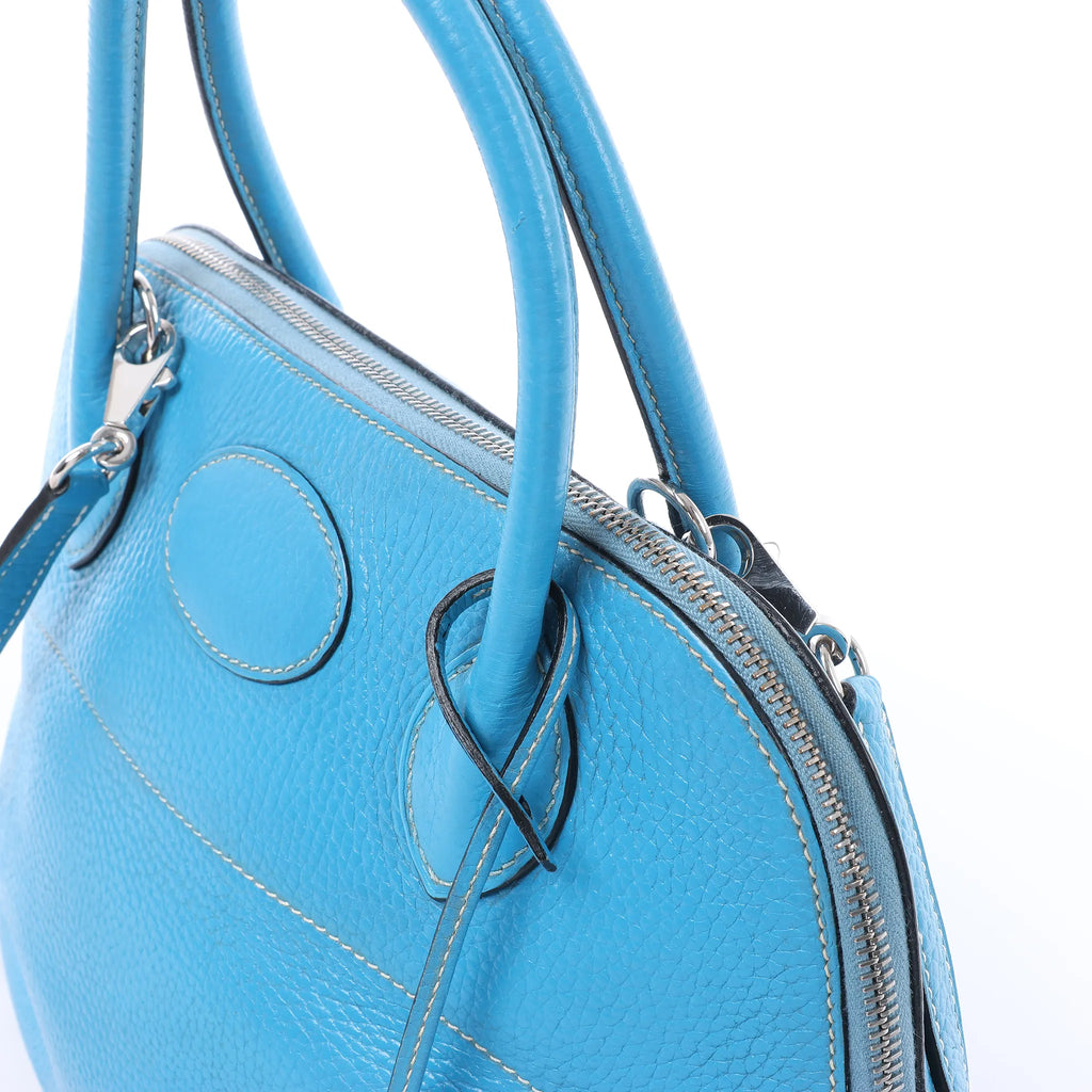 HERMES Bolide 31 Taurillon Clemence 2Way Handbag in Blue □I: 2005