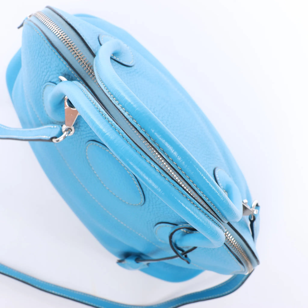 HERMES Bolide 31 Taurillon Clemence 2Way Handbag in Blue □I: 2005