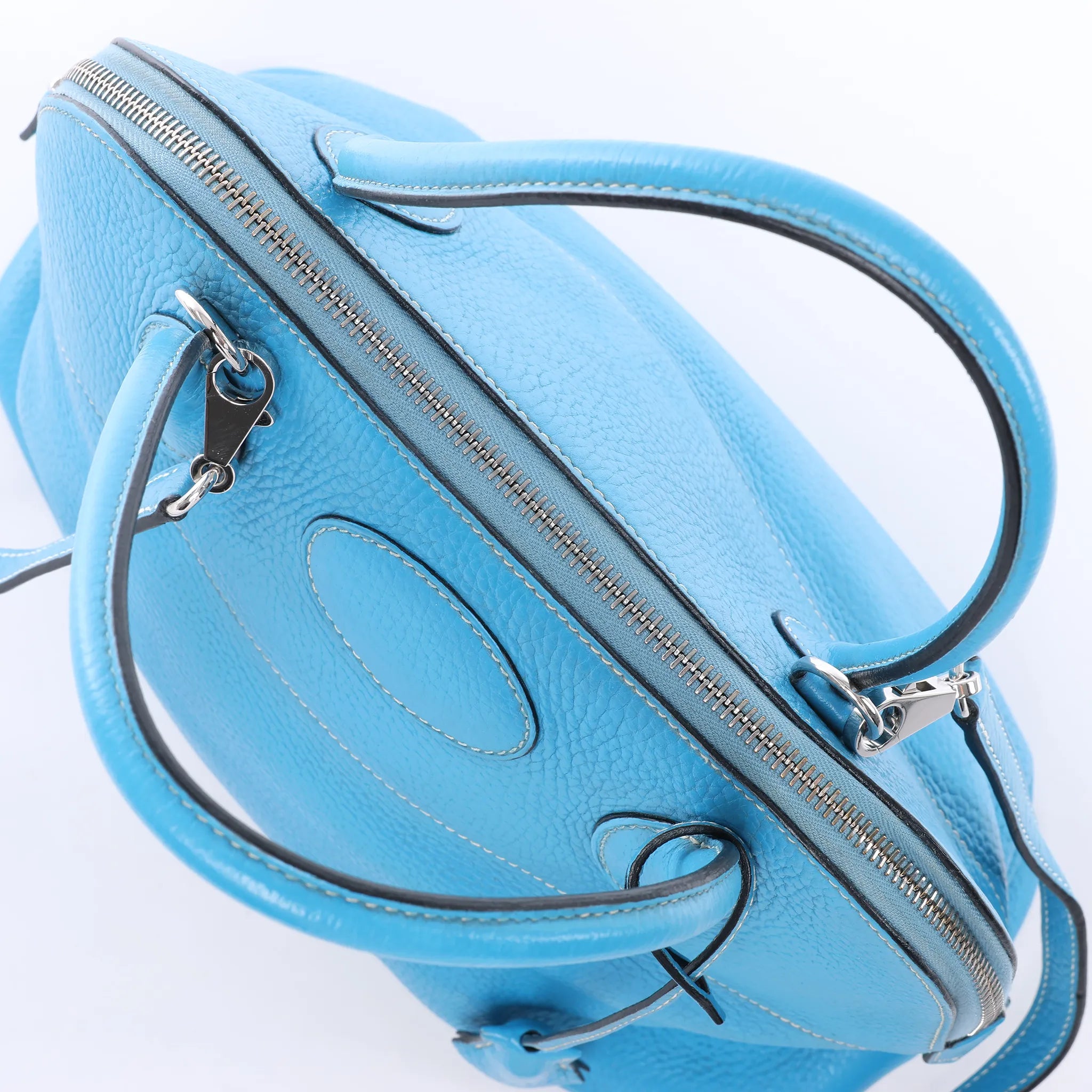 HERMES Bolide 31 Taurillon Clemence 2Way Handbag in Blue □I: 2005