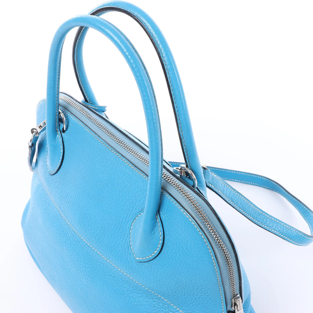 HERMES Bolide 31 Taurillon Clemence 2Way Handbag in Blue □I: 2005