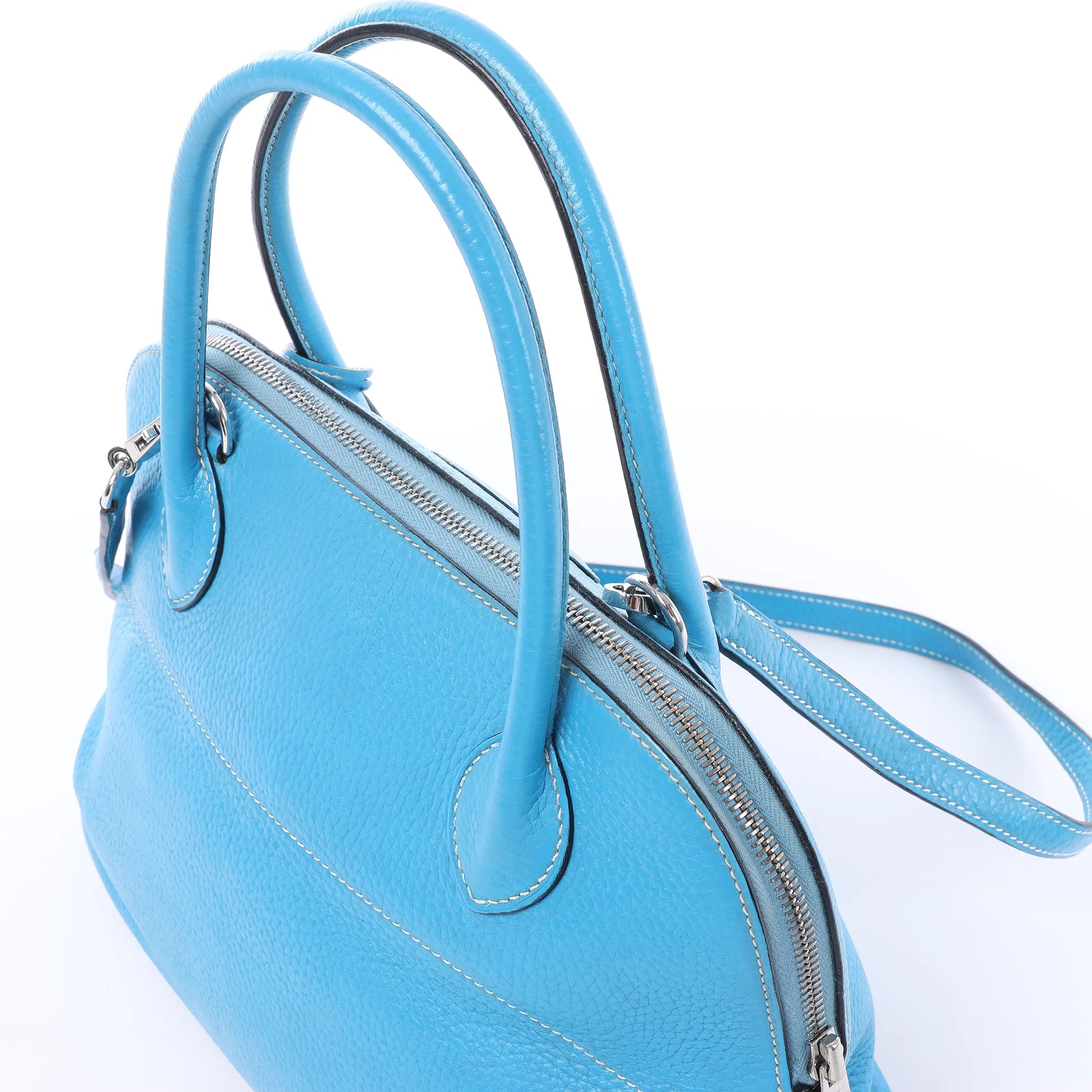 HERMES Bolide 31 Taurillon Clemence 2Way Handbag in Blue □I: 2005