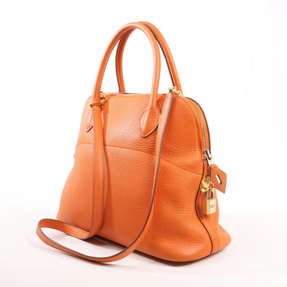 HERMES Bolide 31 Taurillon Clemence 2Way Handbag in Orange □H: 2004