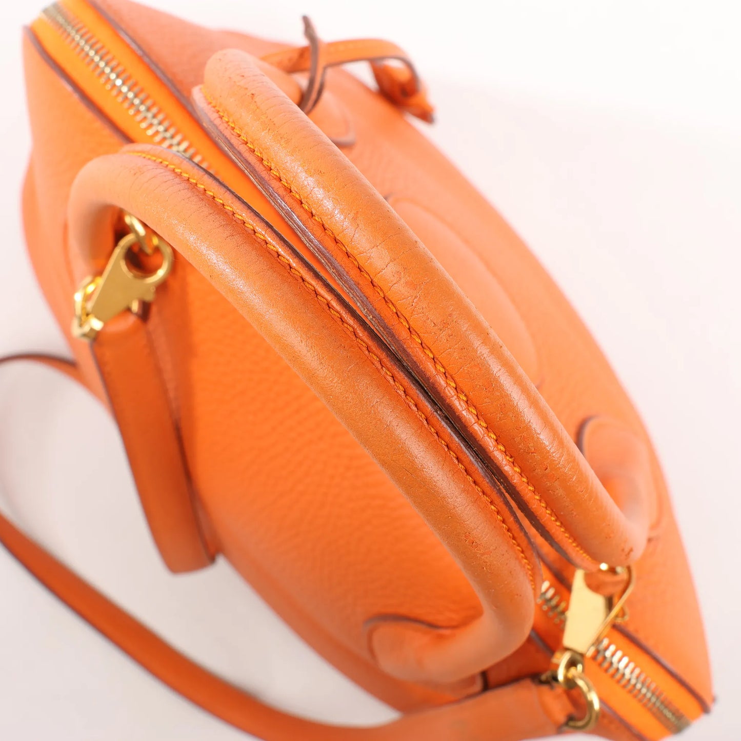 HERMES Bolide 31 Taurillon Clemence 2Way Handbag in Orange □H: 2004
