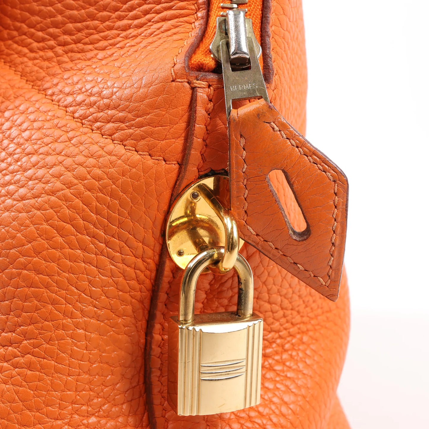 HERMES Bolide 31 Taurillon Clemence 2Way Handbag in Orange □H: 2004