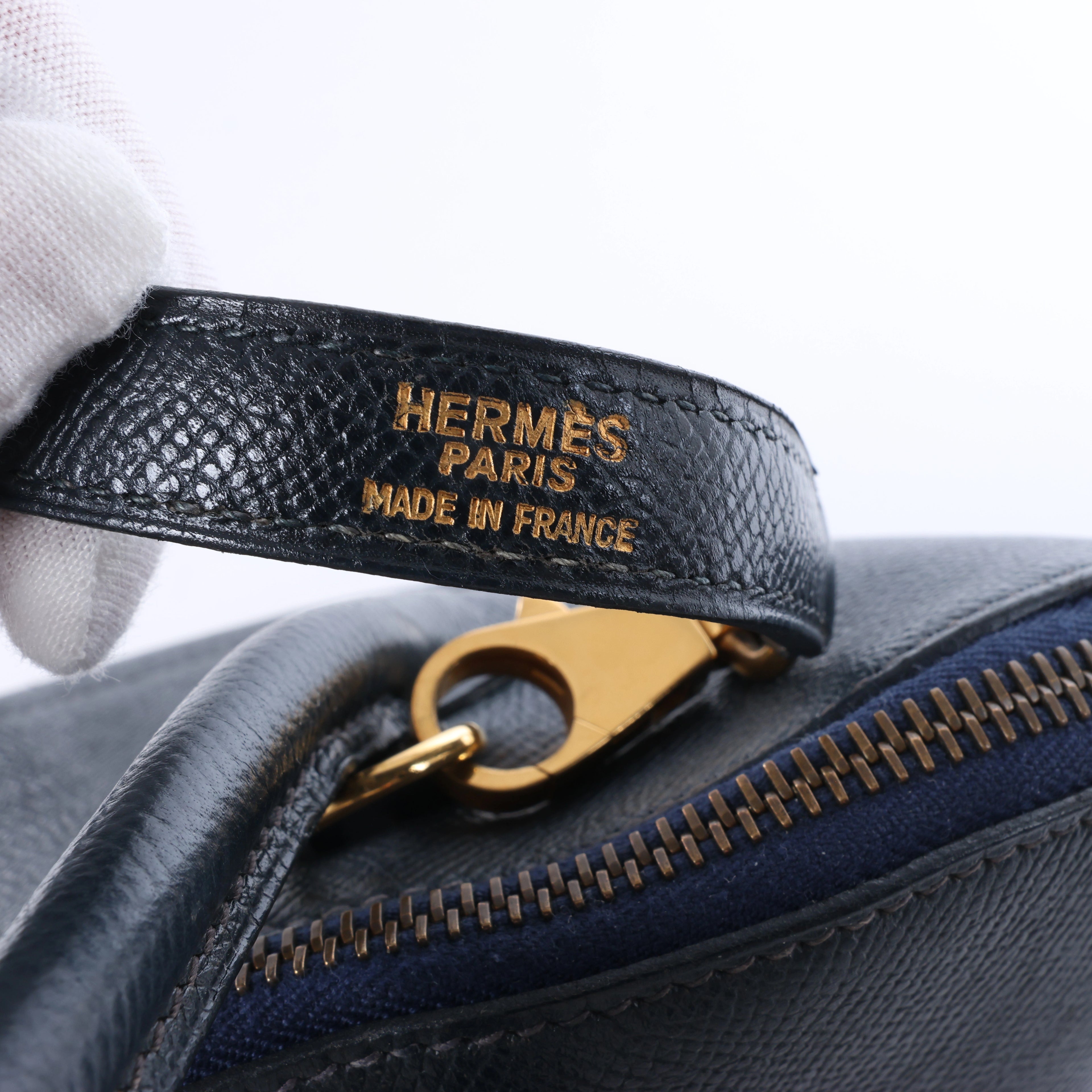 Bolso de mano HERMES Bolide 35 Cushbell Rouge vif con herrajes de metal dorado ○W:1993