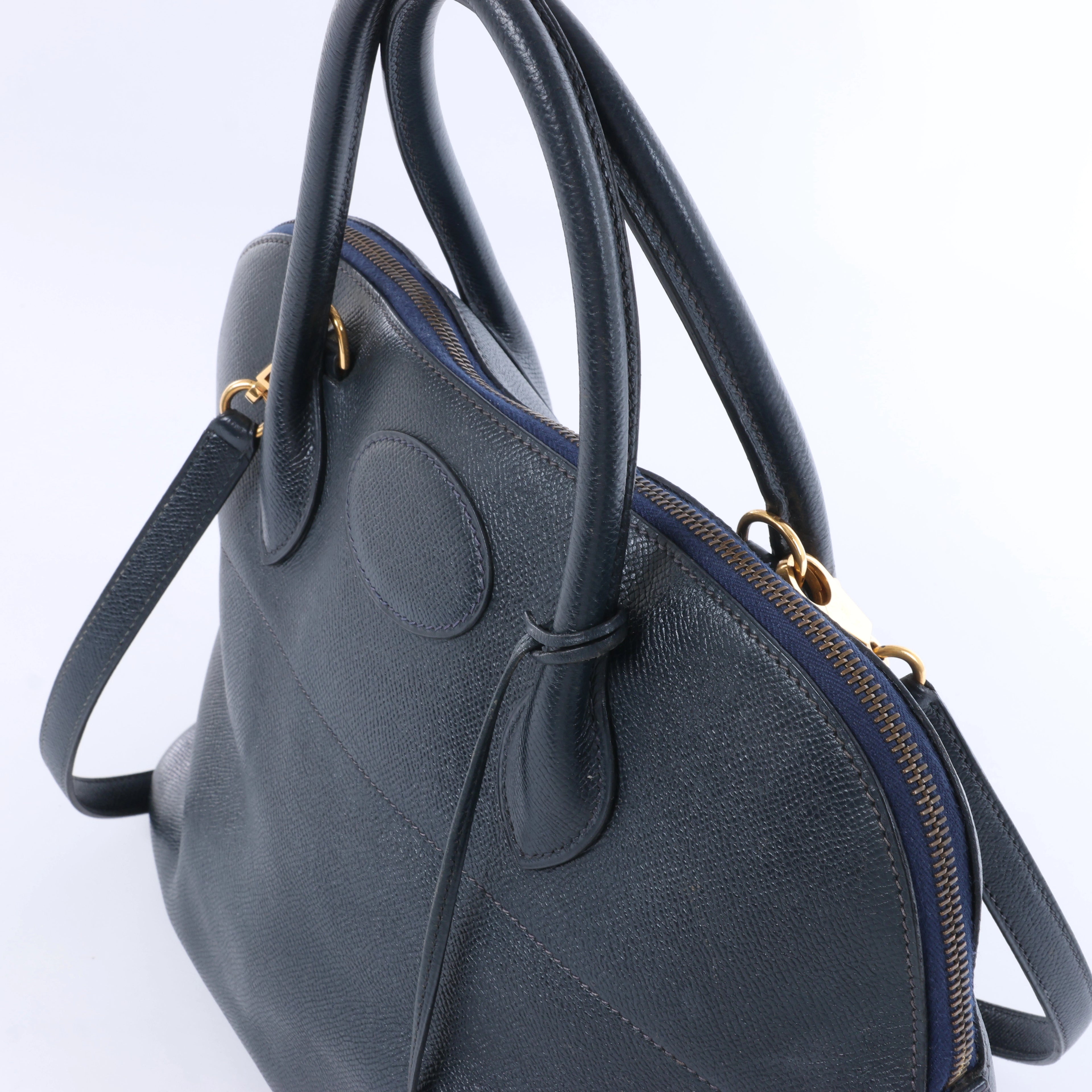Bolso de mano HERMES Bolide 35 Cushbell Rouge vif con herrajes de metal dorado ○W:1993