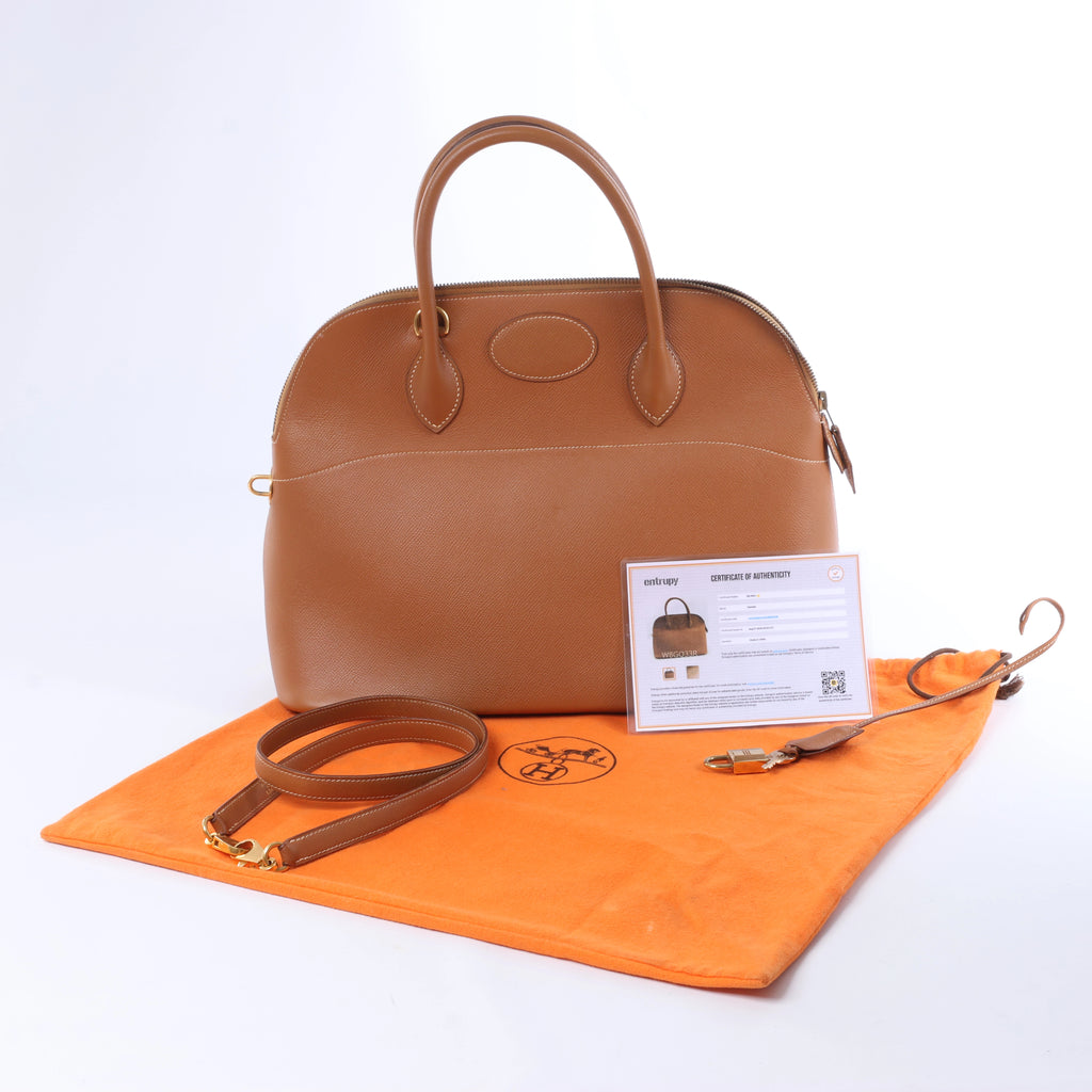 Hermès Bolide 35 Cushbell Leather Handbag in Brown ○X: 1994