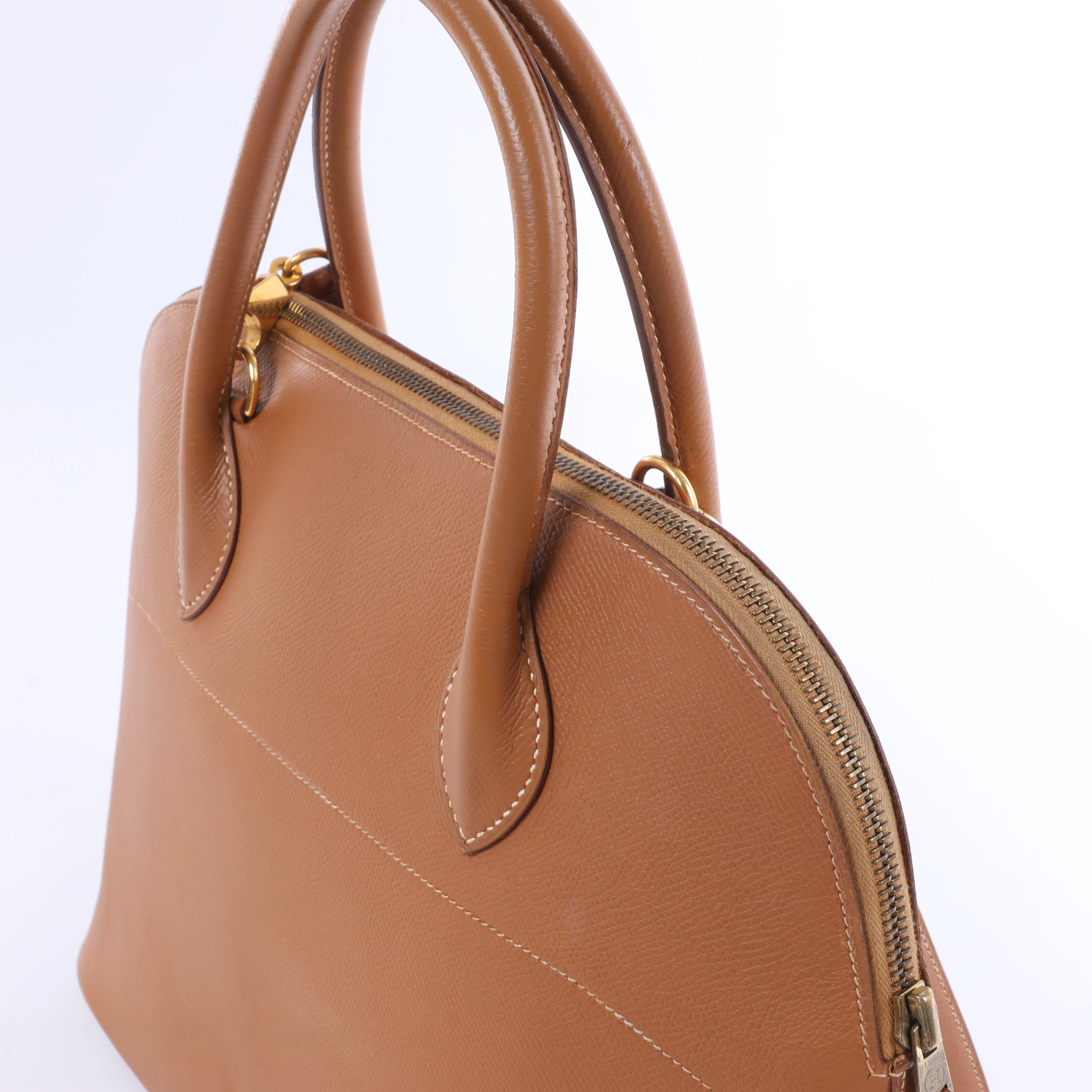 Hermès Bolide 35 Cushbell Leather Handbag in Brown ○X: 1994