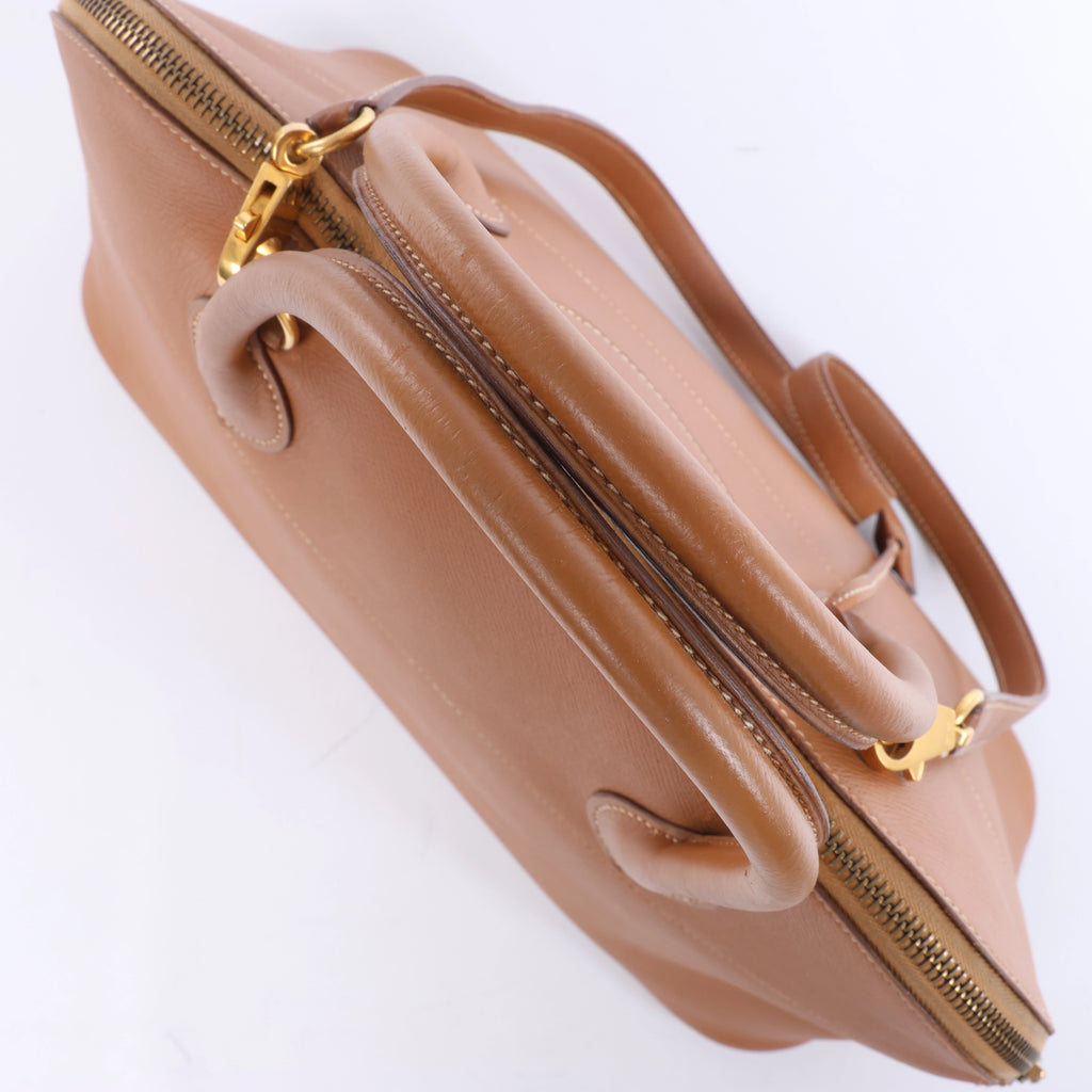 Hermès Bolide 35 Cushbell Leather Handbag in Brown ○X: 1994