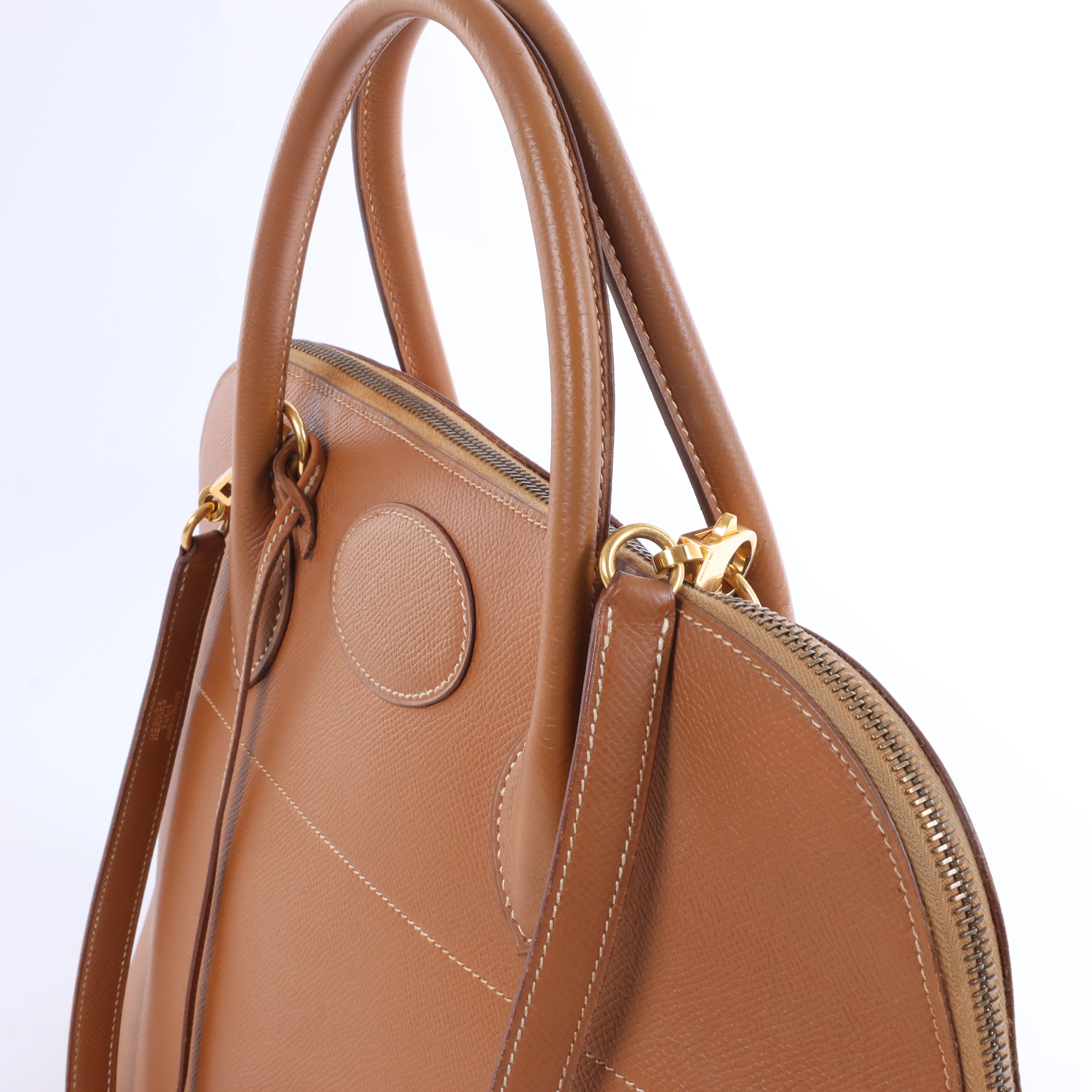 Hermès Bolide 35 Cushbell Leather Handbag in Brown ○X: 1994
