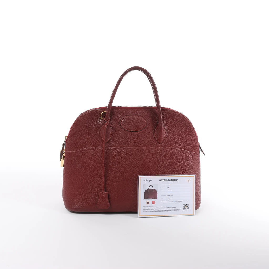 HERMES Bolide 35 Fjord Handbag in Rouge Casaque ○Y:1995