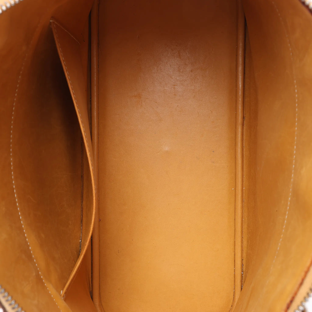 HERMES Bolide 35 Leather Handbag in Natural Brown □D: 2000