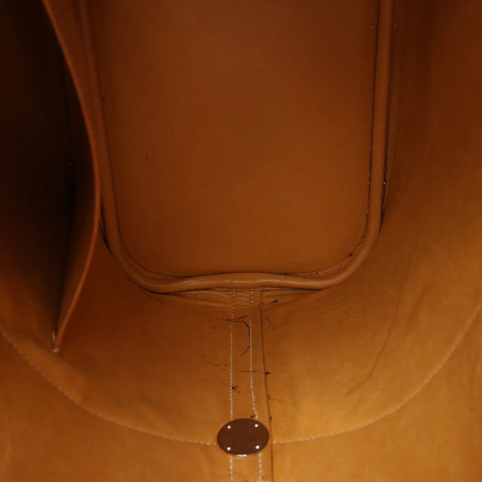 HERMES Bolide 35 Leather Handbag in Natural Brown □D: 2000