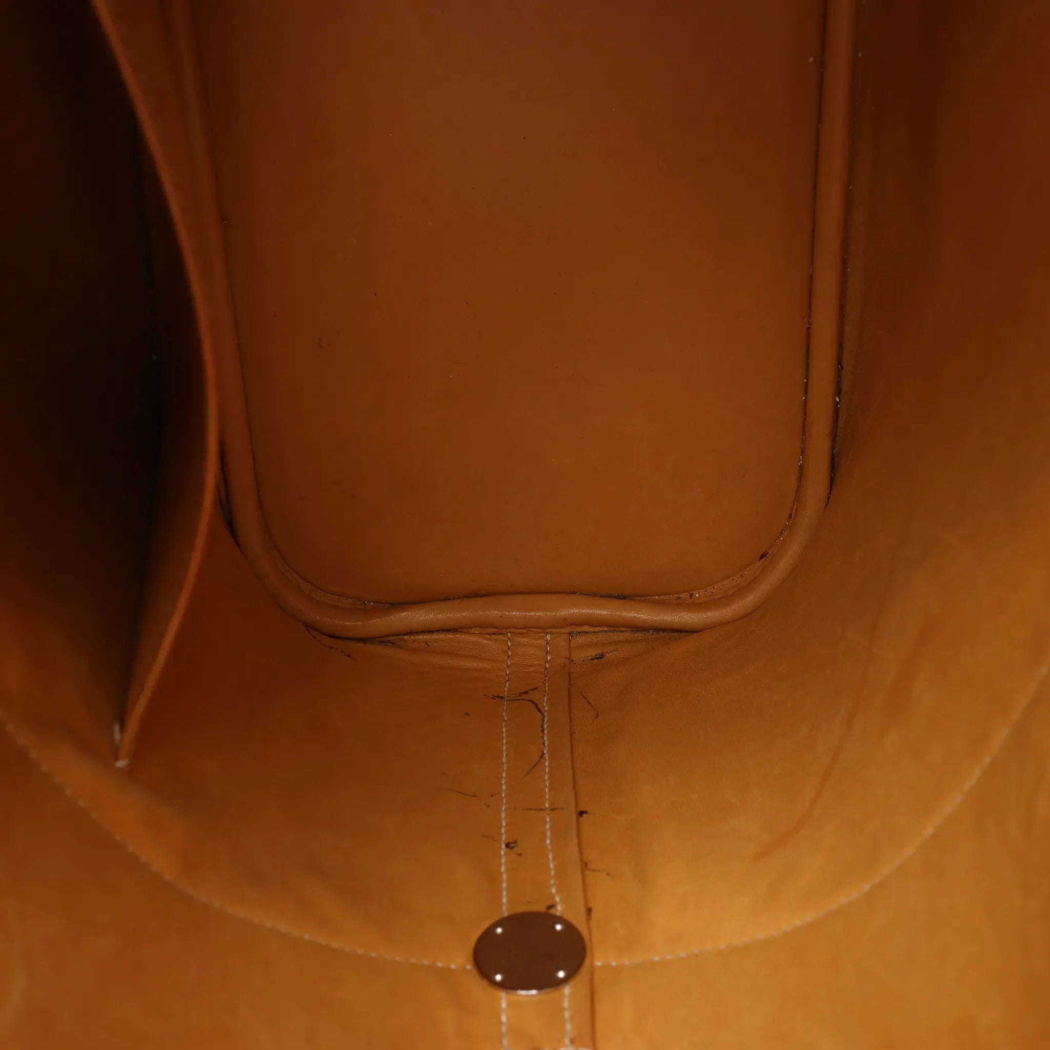 HERMES Bolide 35 Leather Handbag in Natural Brown □D: 2000