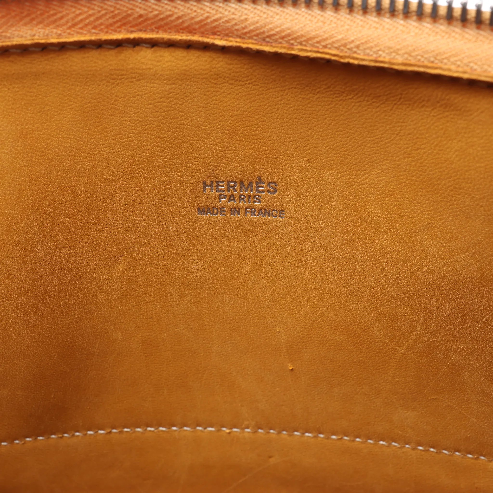 HERMES Bolide 35 Leather Handbag in Natural Brown □D: 2000