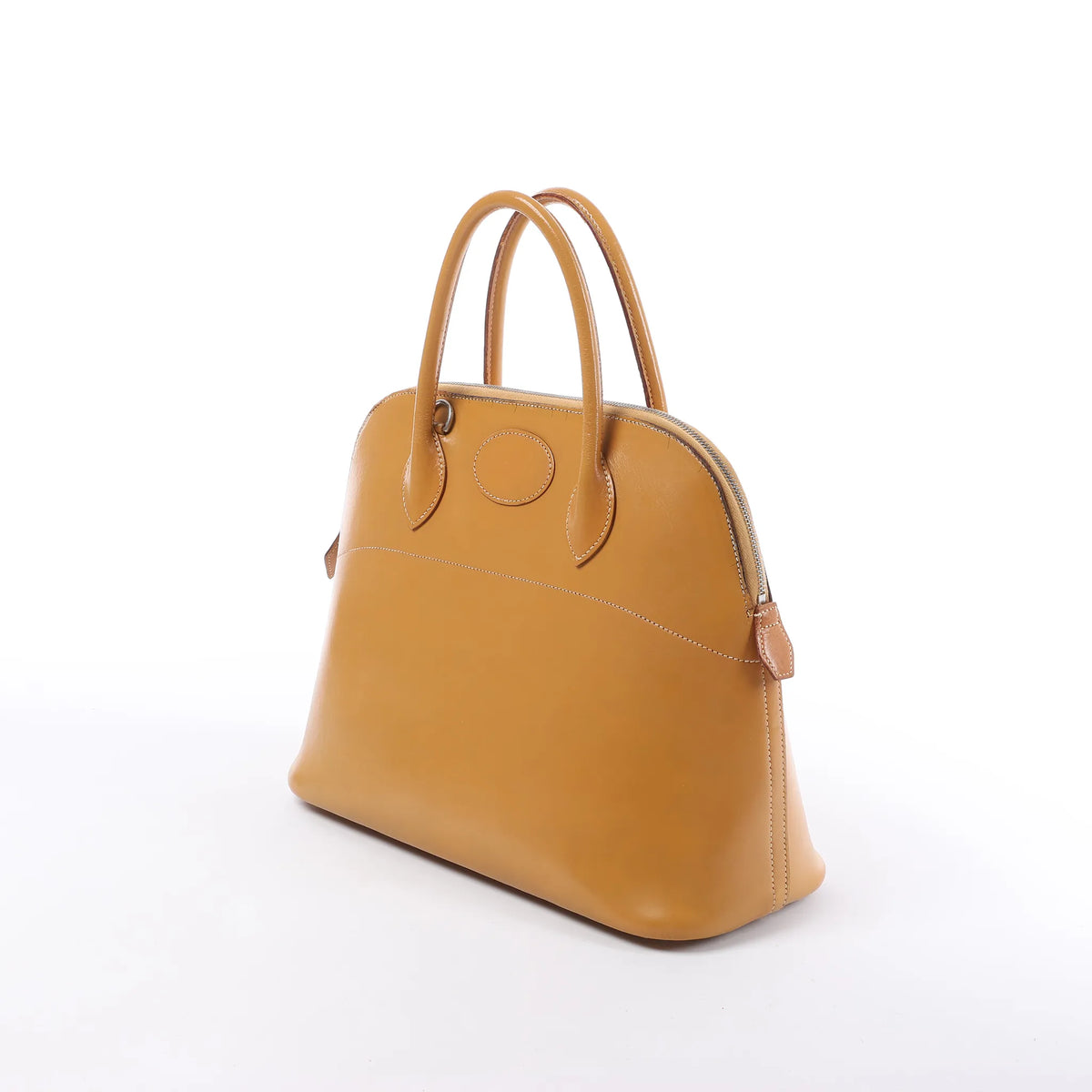 HERMES Bolide 35 Leather Handbag in Natural Brown □D: 2000