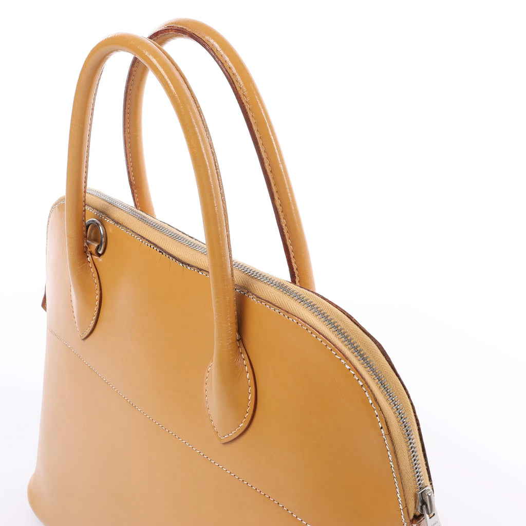 HERMES Bolide 35 Leather Handbag in Natural Brown □D: 2000