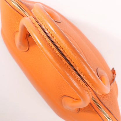 HERMES Bolide 35 Taurillon Clemence Handbag in Orange □G:2003