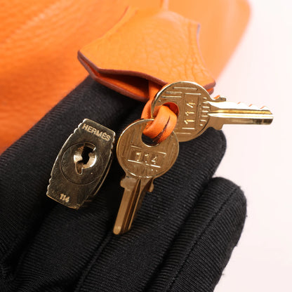HERMES Bolide 35 Taurillon Clemence Handbag in Orange □G:2003