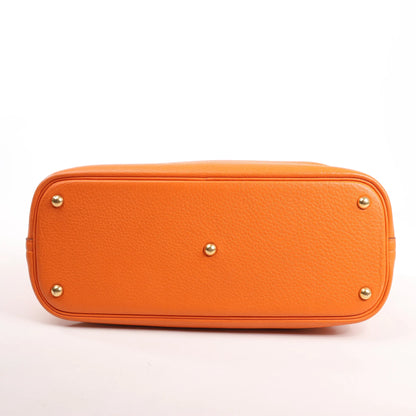 HERMES Bolide 35 Taurillon Clemence Handbag in Orange □G:2003