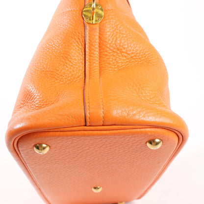 HERMES Bolide 35 Taurillon Clemence Handbag in Orange □G:2003