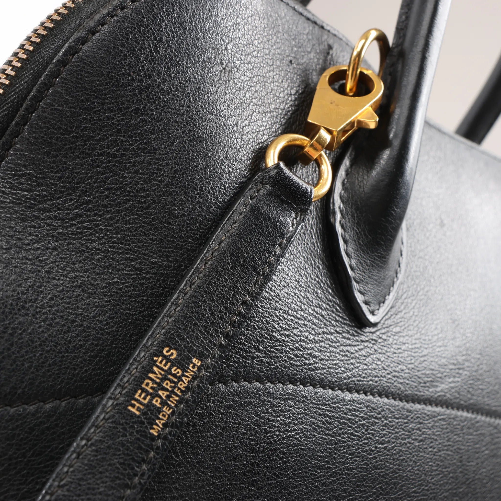 HERMES Bolide 35 Veau Gulliver 2Way Handbag in Black ○Y:1995