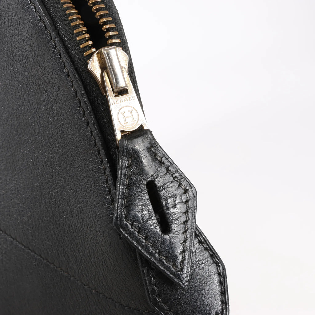 HERMES Bolide 35 Veau Gulliver 2Way Handbag in Black ○Y:1995