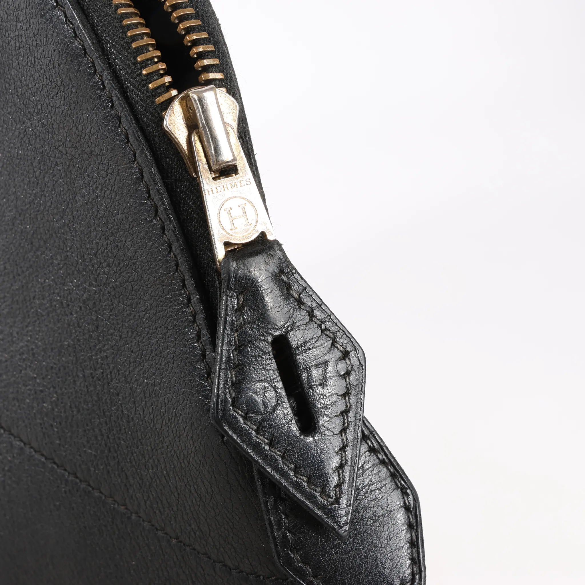 HERMES Bolide 35 Veau Gulliver 2Way Handbag in Black ○Y:1995
