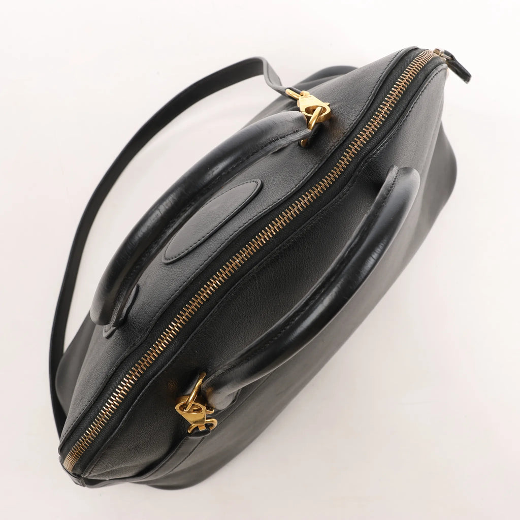 HERMES Bolide 35 Veau Gulliver 2Way Handbag in Black ○Y:1995