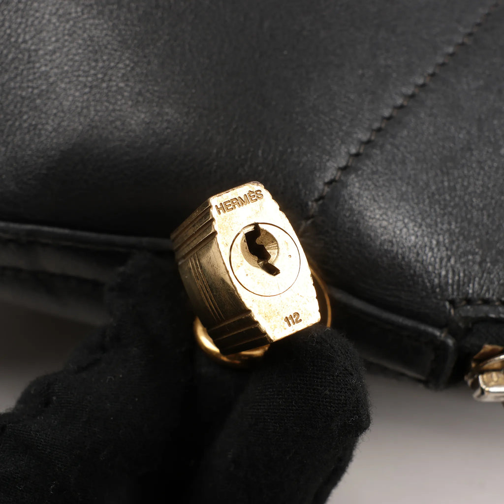 HERMES Bolide 35 Veau Gulliver 2Way Handbag in Black ○Y:1995