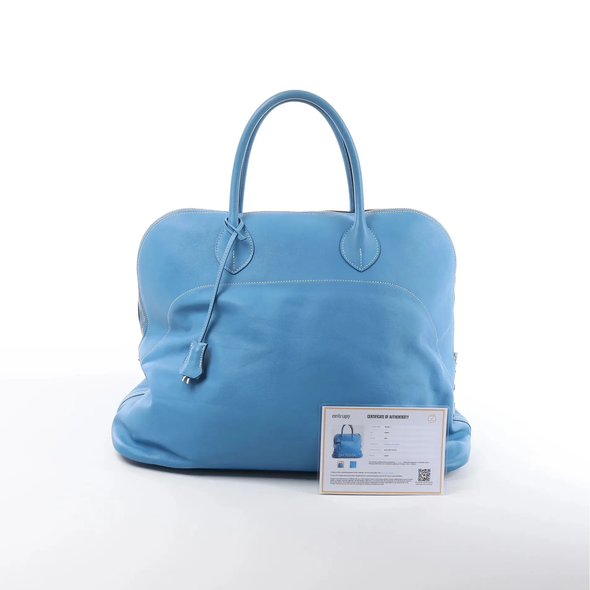 HERMES Bolide Relax 45 Handbag in Veau Sikkim Azure T:2015