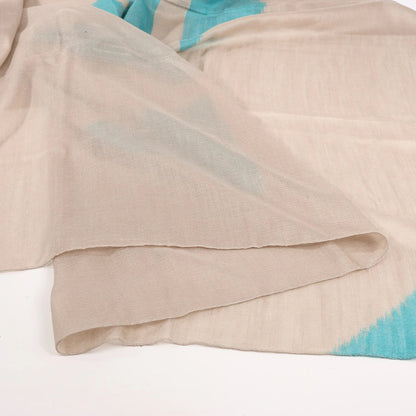 Hermès Carré Géant "Calégé amplume HIKAT" Cashmere & Silk handkerchief in Beige x Green