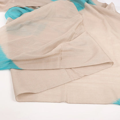 Hermès Carré Géant „Calégé amplume HIKAT“ Einstecktuch aus Kaschmir und Seide in Beige x Grün