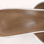Hermès Camilla Leather Louris Buckle Mule Sandals in White, Size 37.5 EU