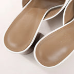 Hermès Camilla Leather Louris Buckle Mule Sandals in White, Size 37.5 EU