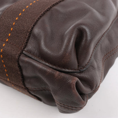 Hermes Caravan Horizontal PM Veau Derma Chocolat Silver Metal Fittings 2Way Handbag