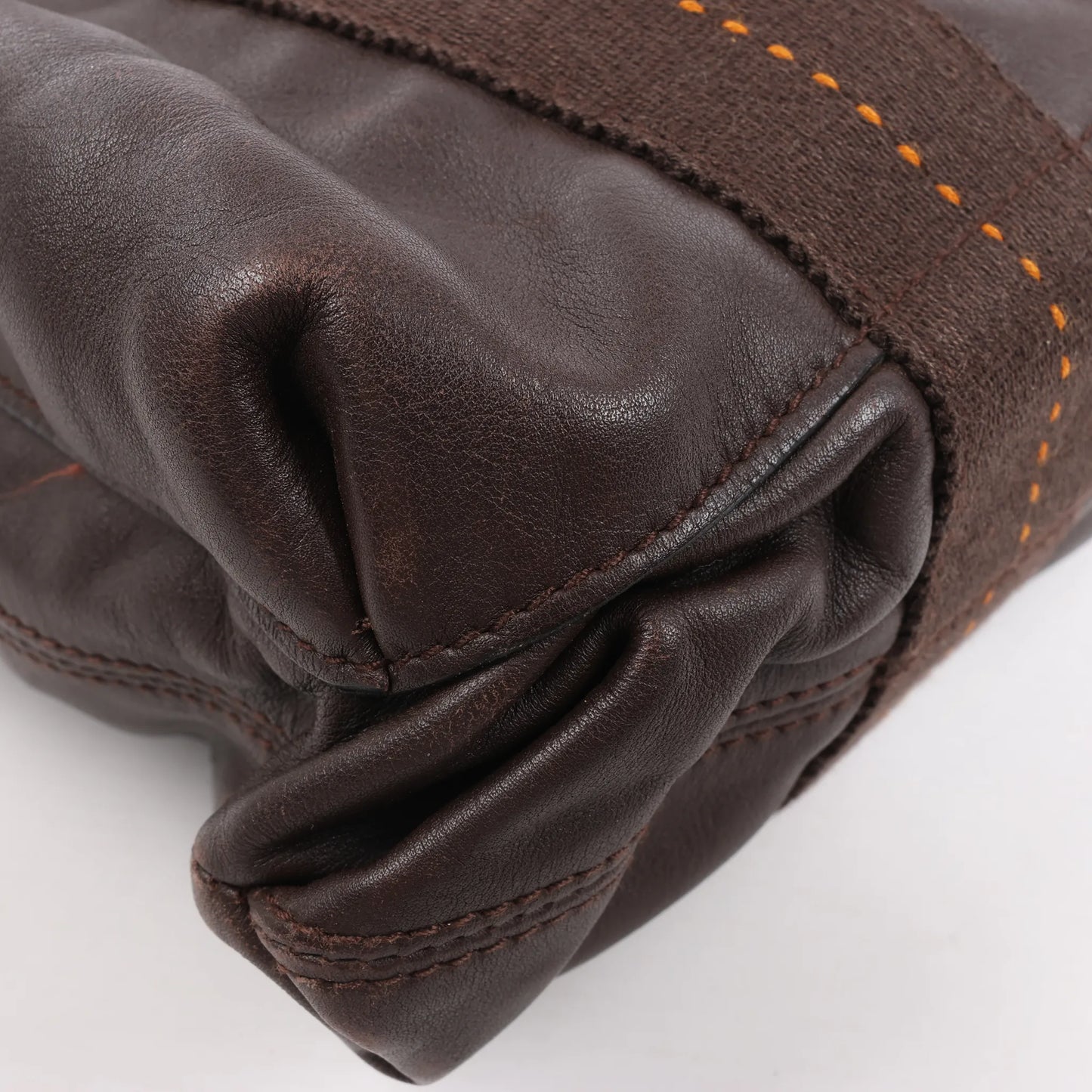 Hermes Caravan Horizontal PM Veau Derma Chocolat Silver Metal Fittings 2Way Handbag