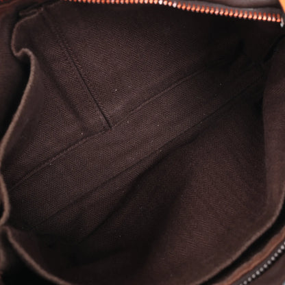 Hermes Caravan Horizontal PM Veau Derma Chocolat Silver Metal Fittings 2Way Handbag