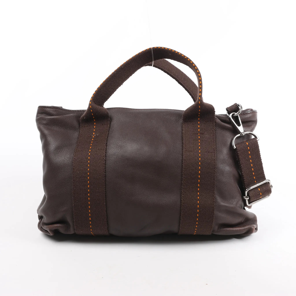 Hermes Caravan Horizontal PM Veau Derma Chocolat Silver Metal Fittings 2Way Handbag