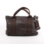 Hermes Caravan Horizontal PM Veau Derma Chocolat Silver Metal Fittings 2Way Handbag