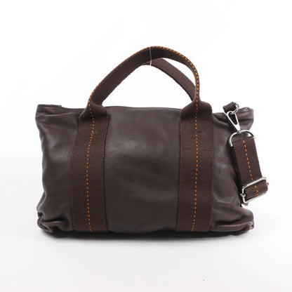 Hermes Caravan Horizontal PM Veau Derma Chocolat Silver Metal Fittings 2Way Handbag
