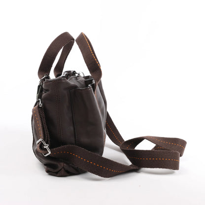 Hermes Caravan Horizontal PM Veau Derma Chocolat Silver Metal Fittings 2Way Handbag