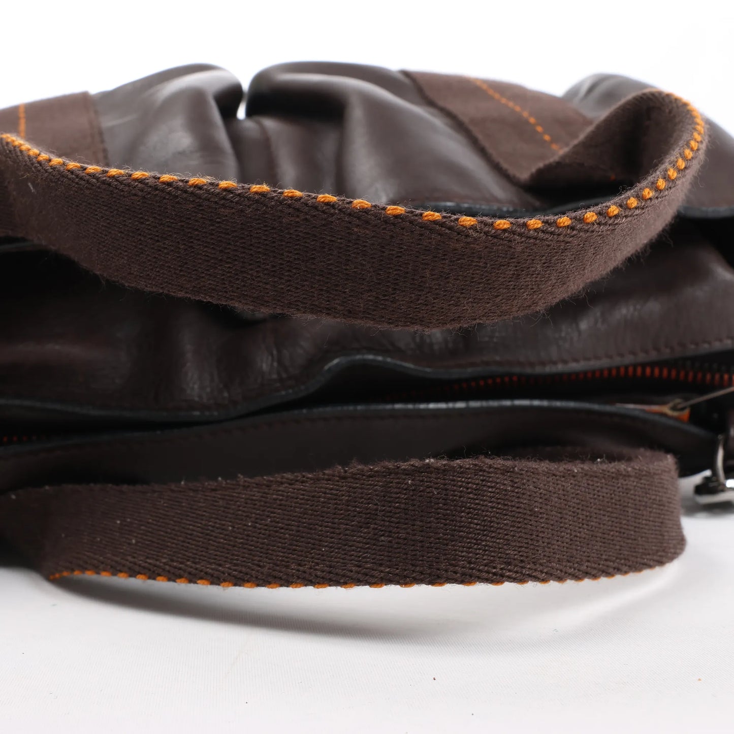 Hermes Caravan Horizontal PM Veau Derma Chocolat Silver Metal Fittings 2Way Handbag