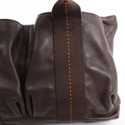 Hermes Caravan Horizontal PM Veau Derma Chocolat Silver Metal Fittings 2Way Handbag