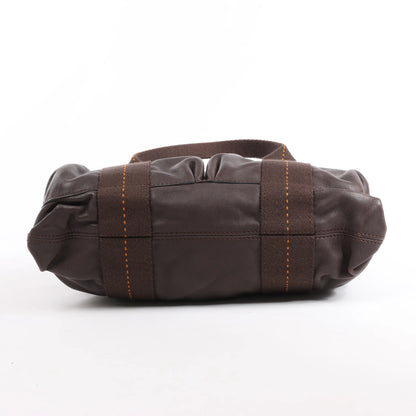 Hermes Caravan Horizontal PM Veau Derma Chocolat Silver Metal Fittings 2Way Handbag