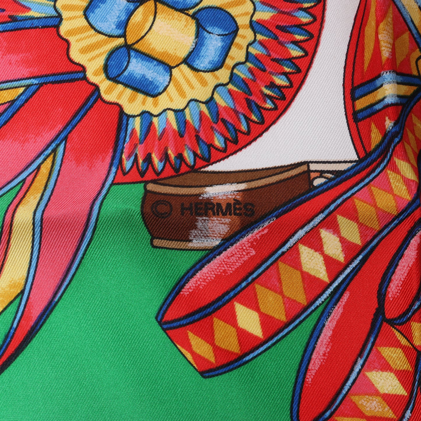 Hermès Carré 90 "Les Rubans du Cheval" Silk handkerchief in Green